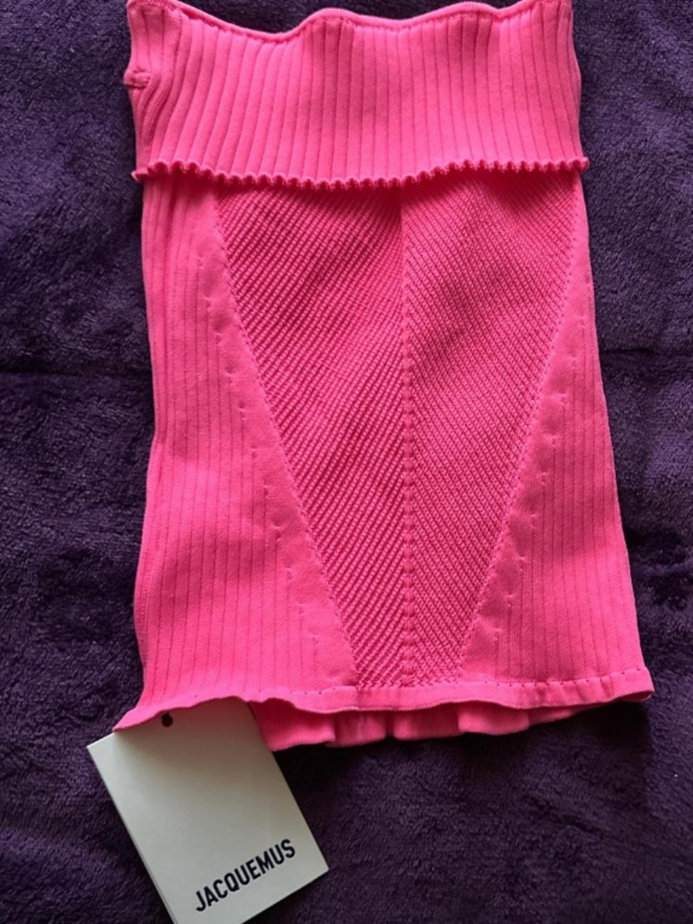 Jacquemus Bright Pink Ribbed Strapless Tube Top
